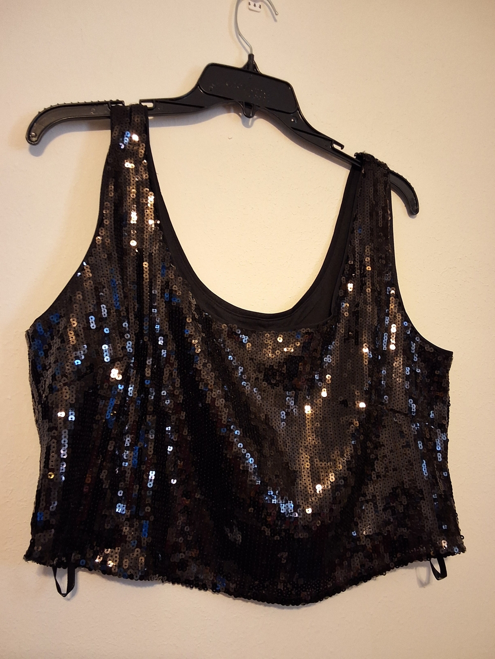 City Chic Black Sequin Crop Tank